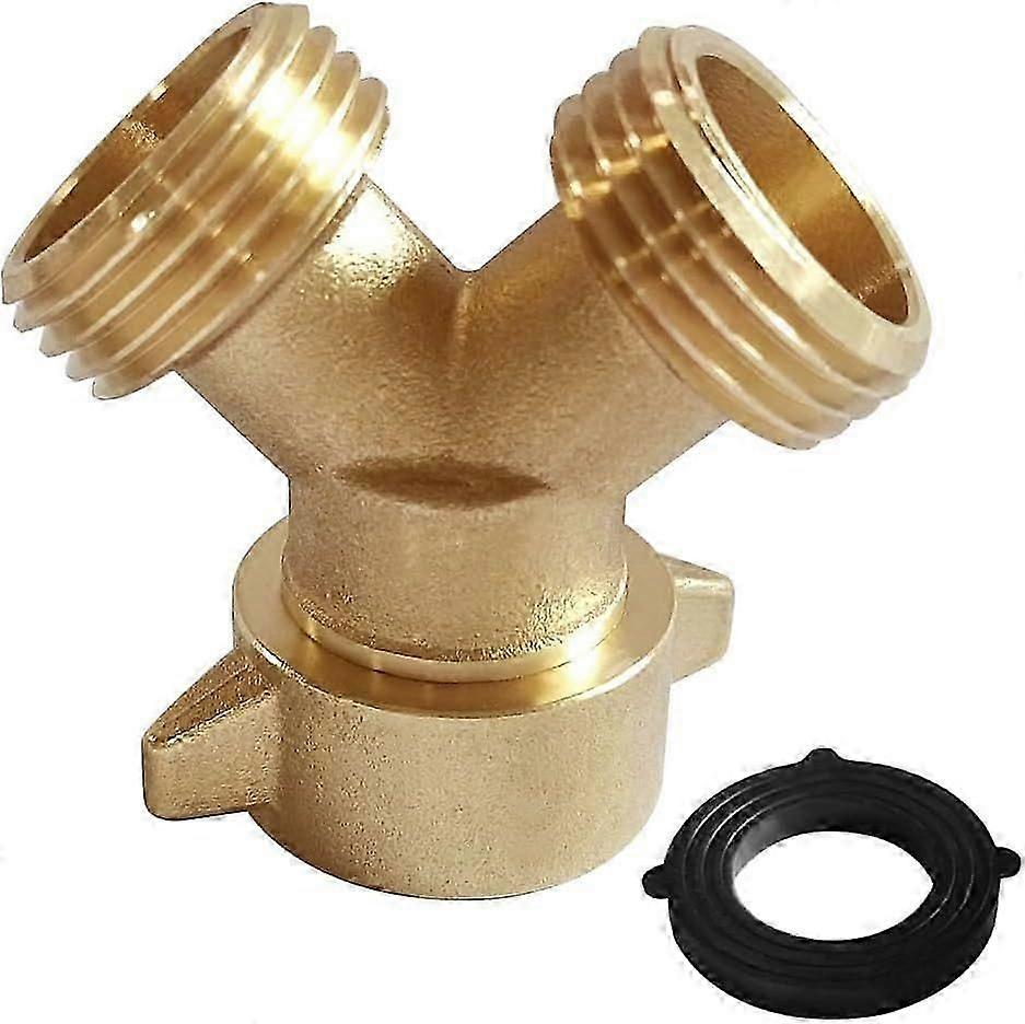 Brass 3/4" GHT Garden Hose Splitter Body Backyard 2 Way Y Shaped Swivel Connector Threaded