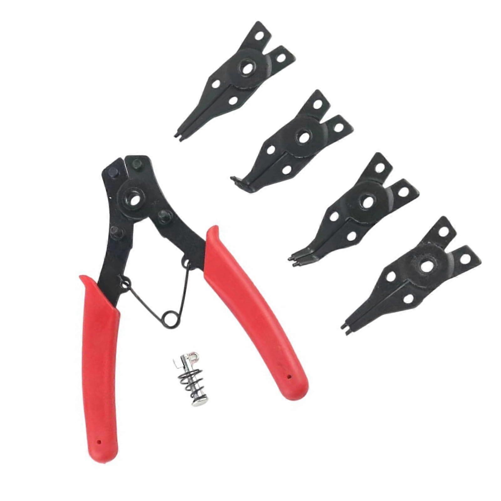 4-In-1 Circlip Pliers, Internal/External, Durable Carbon Steel, Retaining Ring Pliers With Straight and Bent Tips