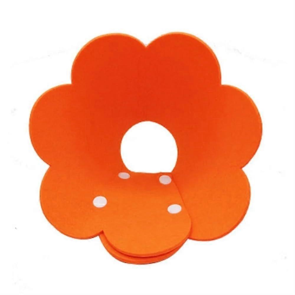 Elizabethan Cat Recovery Collar Flower-Shape Wound Healing Protective Cone For Kittens Orange Size M 22 Cm