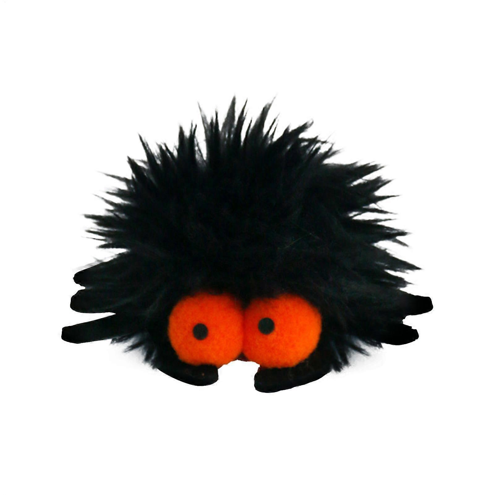 Cat Toy Balls for Indoor Cats, Soft Plush Spider Teaser with Catnip and Bells, Interactive Black Kitten Toys