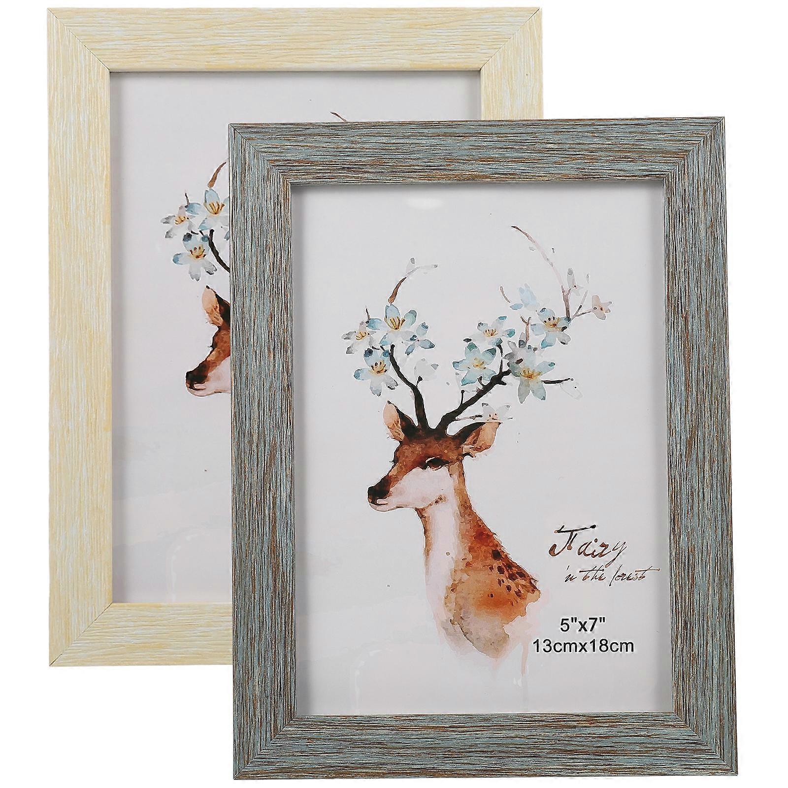 Rustic Picture Frames Vintage Photo Frame Wall Mount Tabletop Display For Mother's Day 2Pcs