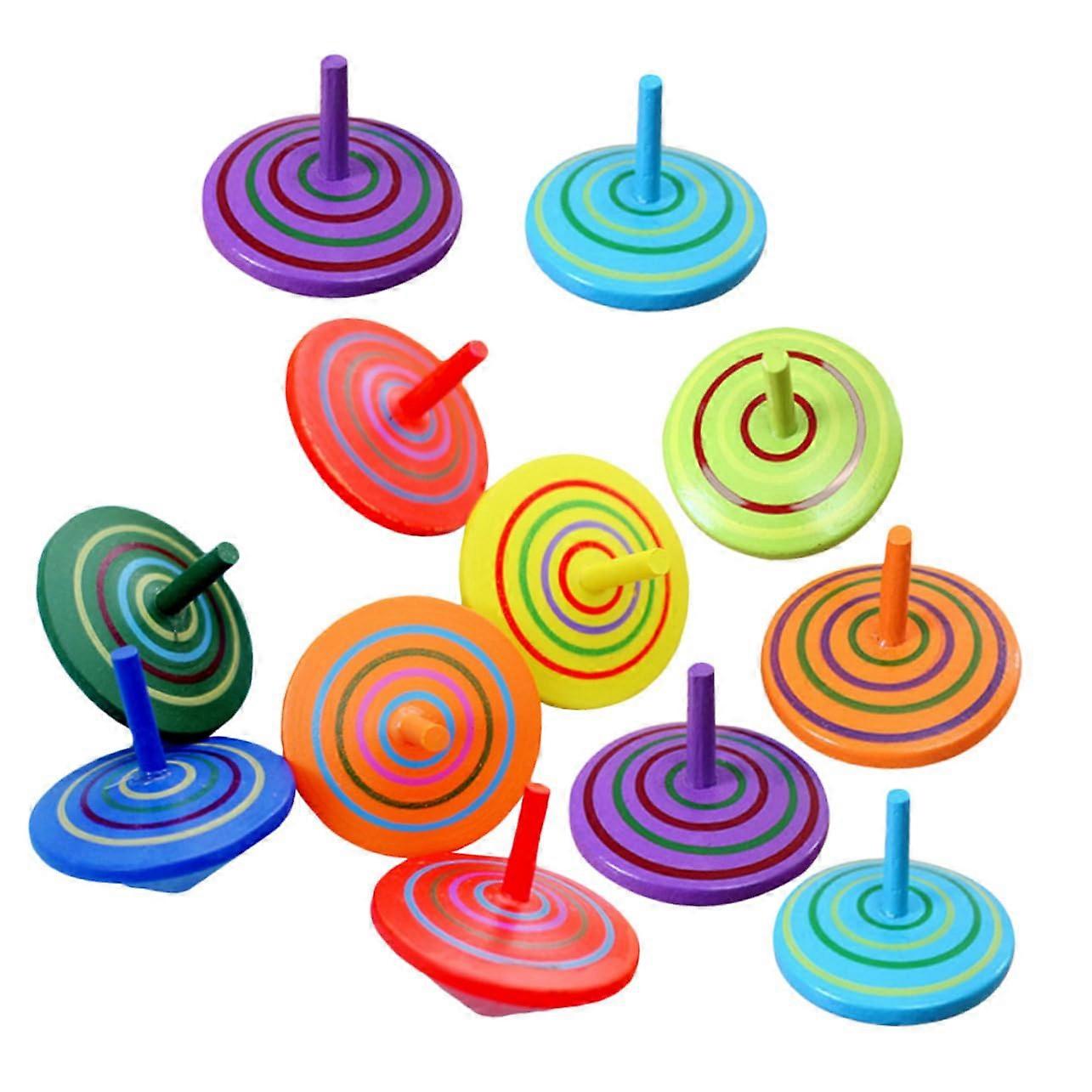 20-Piece Colorful Wooden Spinning Top Toys For Interactive Parties And Craft Activities Promoting Parent-Child Bonding