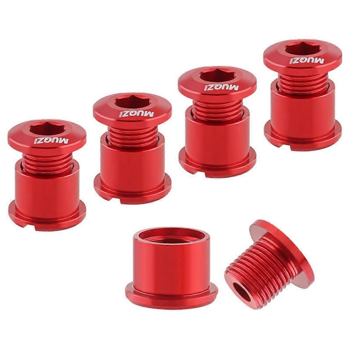 5Pcs Chainring Bolts Set 8.5mm Double Chainring Screws for Road and Mountain Bikes Red