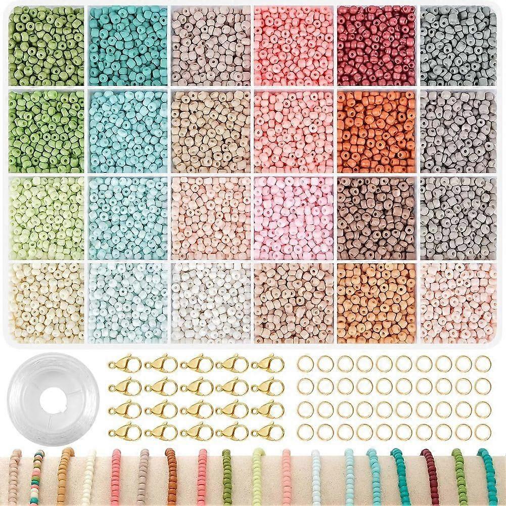 3mm Glass Beads for Bracelet Making, 24-Color DIY Craft Set for Kids Aged 6-12, Durable and Easy to Use