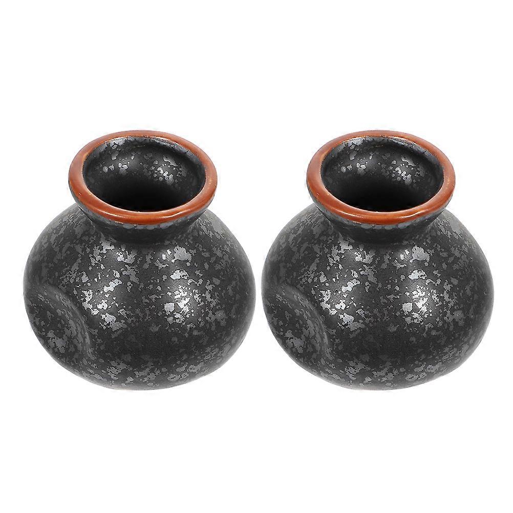 2pcs Desktop Flower Vases, Japanese Style Retro Toothpick Holders, Decorative Small Flower Containers for Home or Office Tabletop Centerpiece