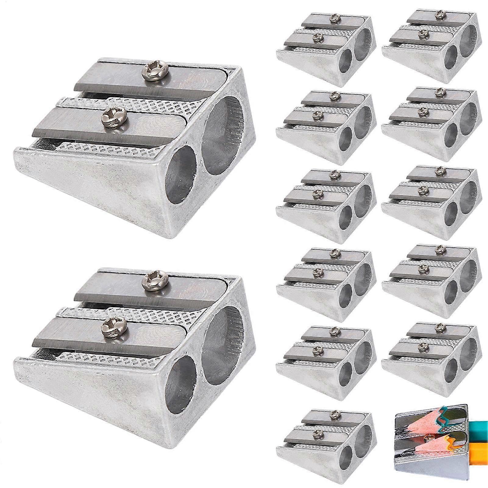 Pencil Sharpener for Children - Metal Classroom Hand Sharpener with 2 Holes for Colored Pencils and Homeschool Use