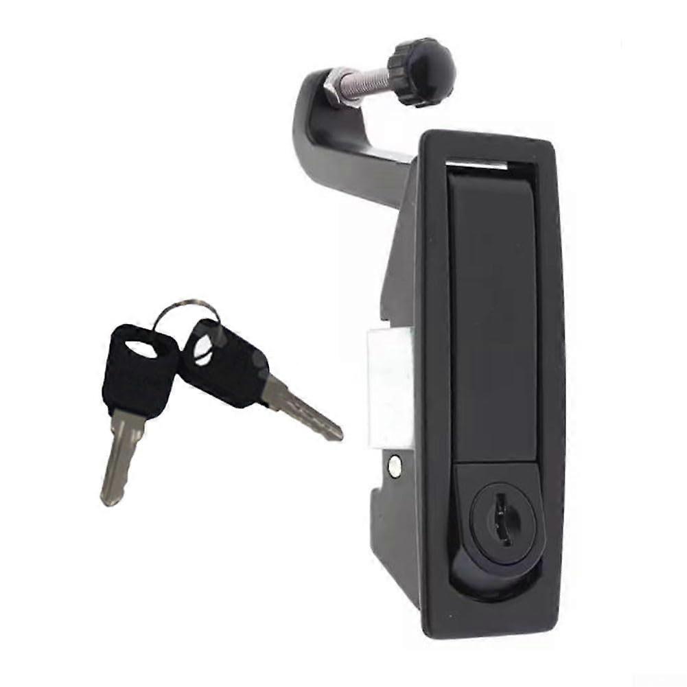 Compact flat jump lock for electrical cabinets, zinc alloy, with key access (Black 1)