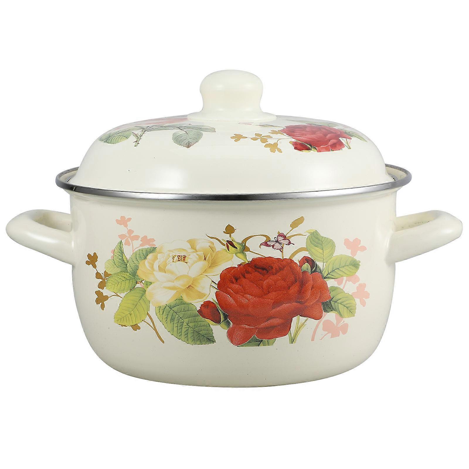 It sounds like you're describing a product listing or title for a **retro style enamel coated soup pot or stockpot**. Here's a refined version of the