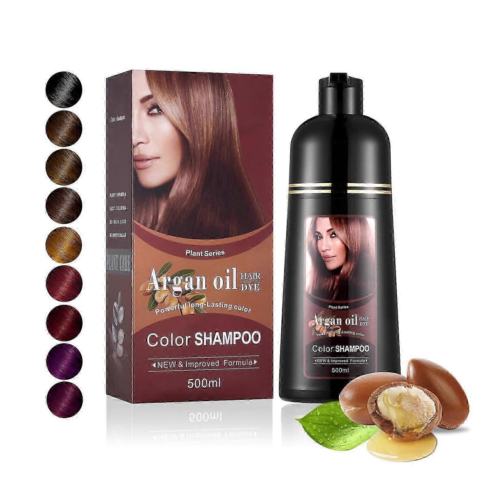 Shampoo Colorante 3 in 1 con Olio di Argan - Formula a base di erbe per una copertura istantanea dei capelli bianchi