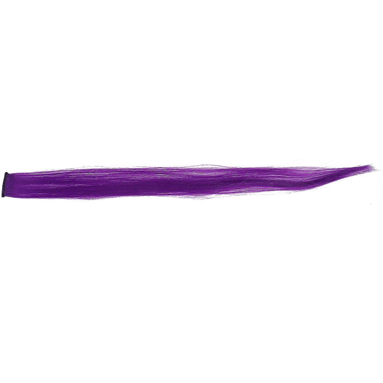 Colored Hair Extensions Highlight Synthetic Hairpiece Clipin Hair Extensions for Girls(Purple#3 )