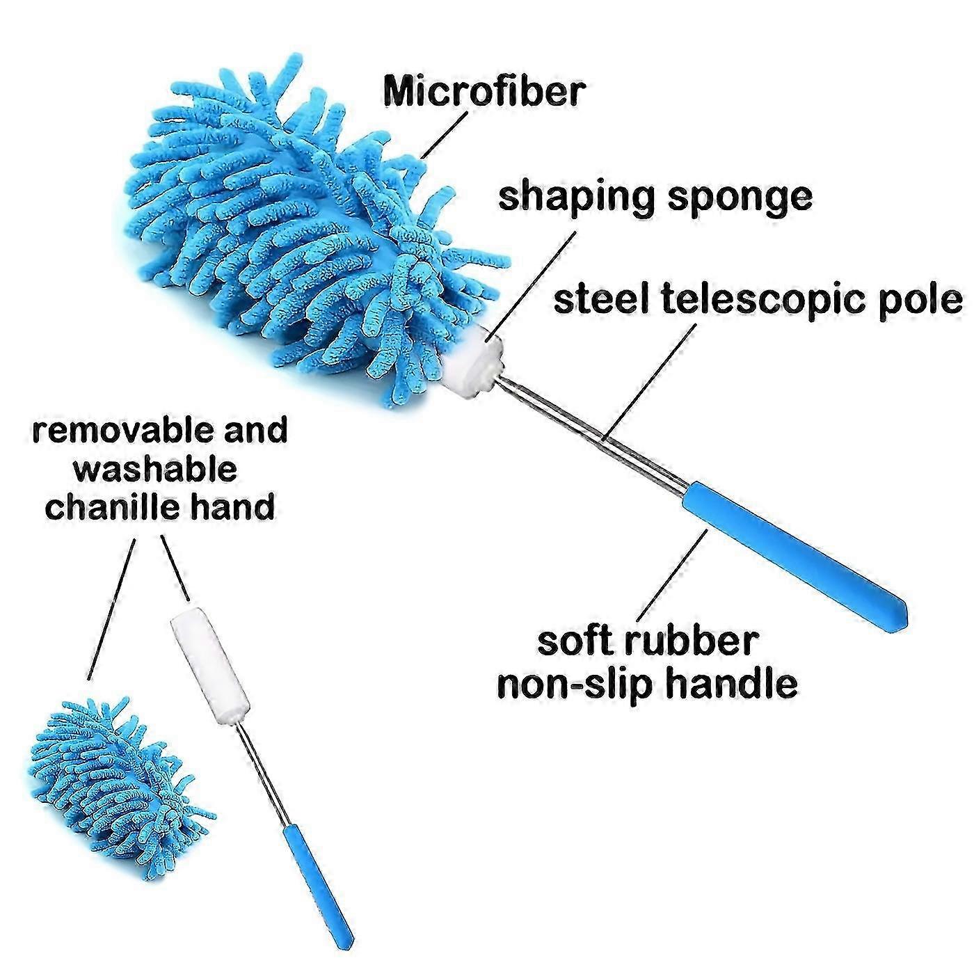 Cleaning brush for home dusting - extendable microfiber duster for car