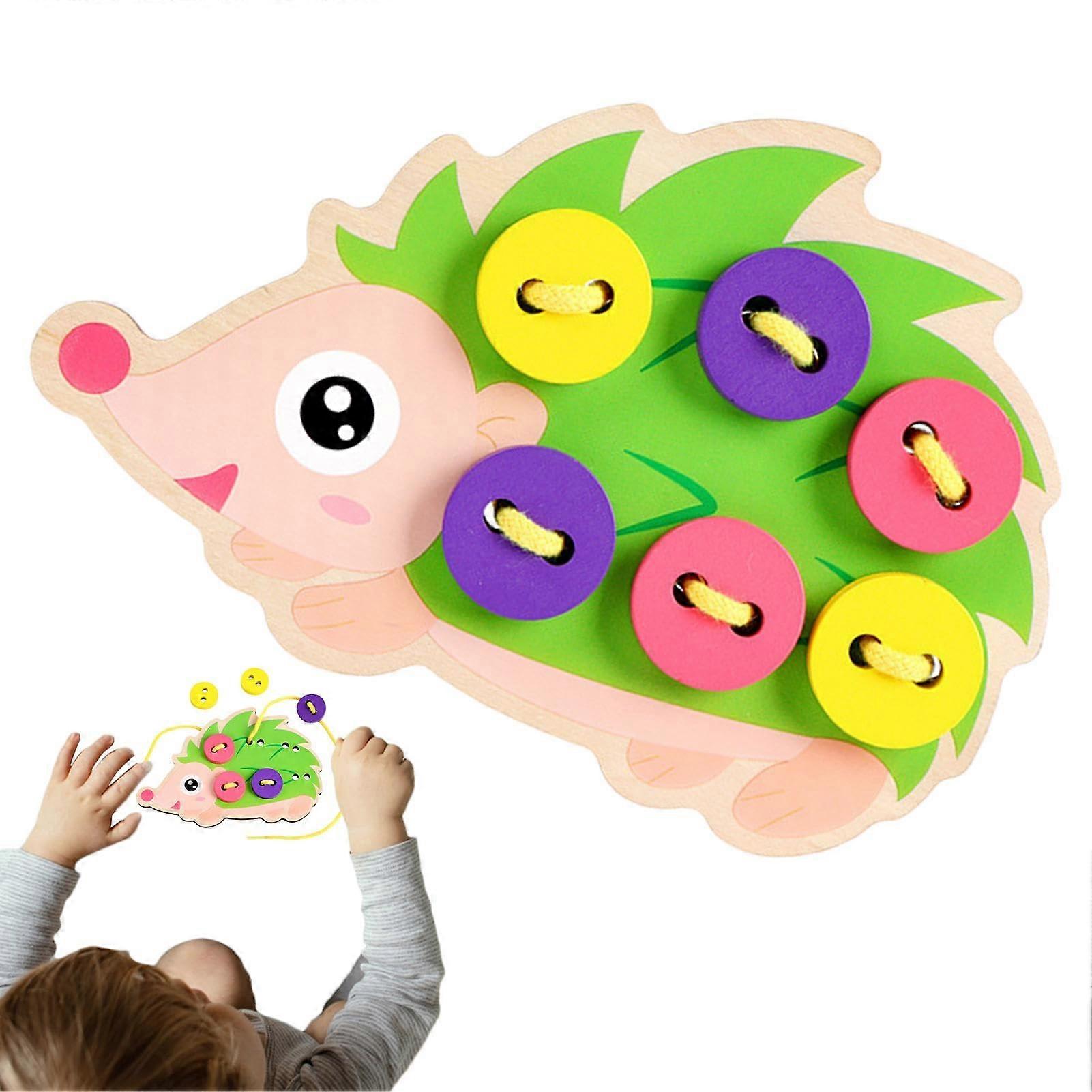 Shoe-Tying Practice for Kids, Lacing Practice Board, Hedgehog String Toy, Educational Rope Toy for Kindergarten