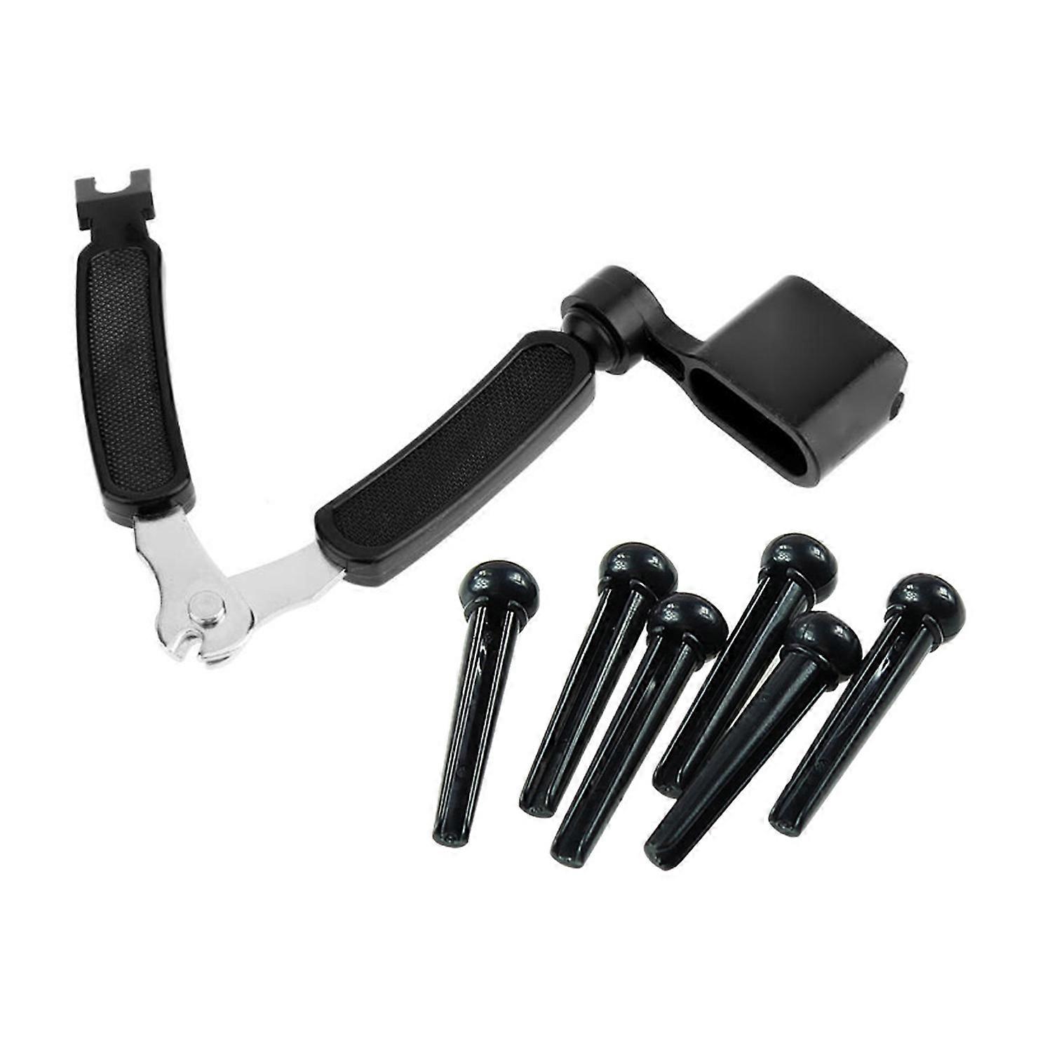 2 Set Guitar Accessories: 1 Set Bridge Pins Saddle Nut Parts Black & 1 Pcs Guitar Peg String Winder