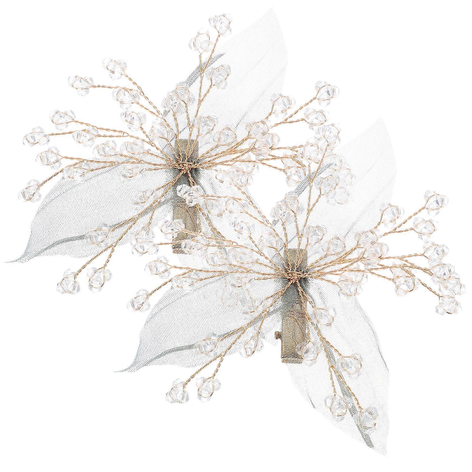 Grüne Blatthaarspange mit Kristallen, 2er-Packung, für Damen