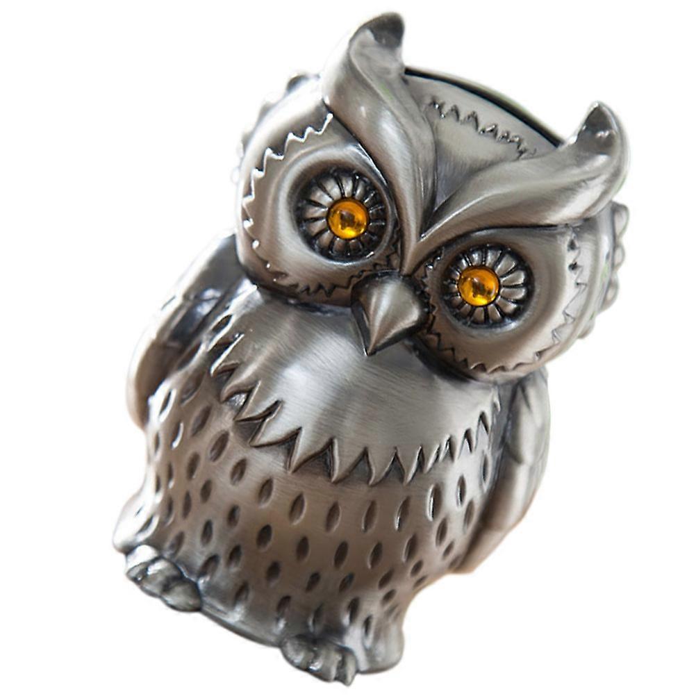 Owl Shaped Piggy Bank Made of Zinc Alloy for Storage Use Dark Brown Vintage Design 1 Pc