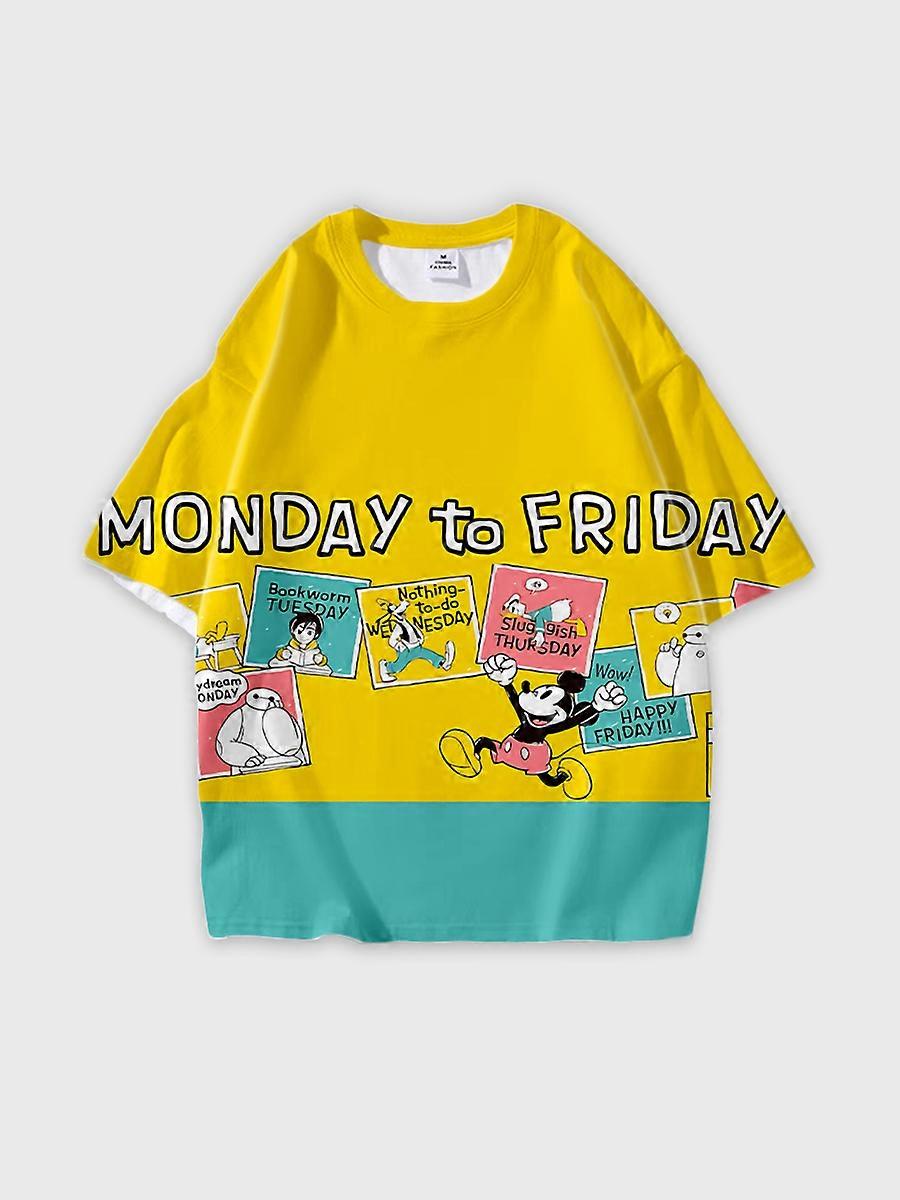 T-shirt round neck Cartoon Pattern loose short sleeve D1663