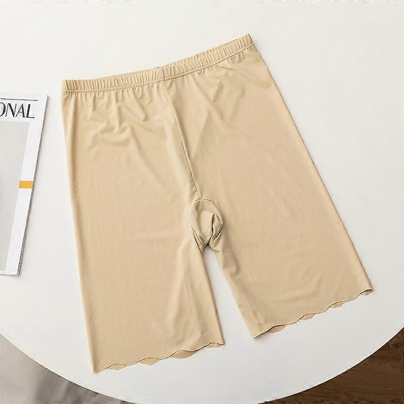 Women's Seamless Ice Silk Safety Shorts - High Waist, Plus Size