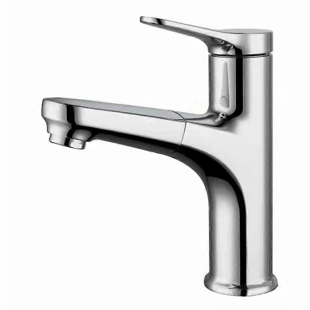 Grey Extendable Bathroom Sink Mixer Tap with Hot and Cold Water, Chrome Finish