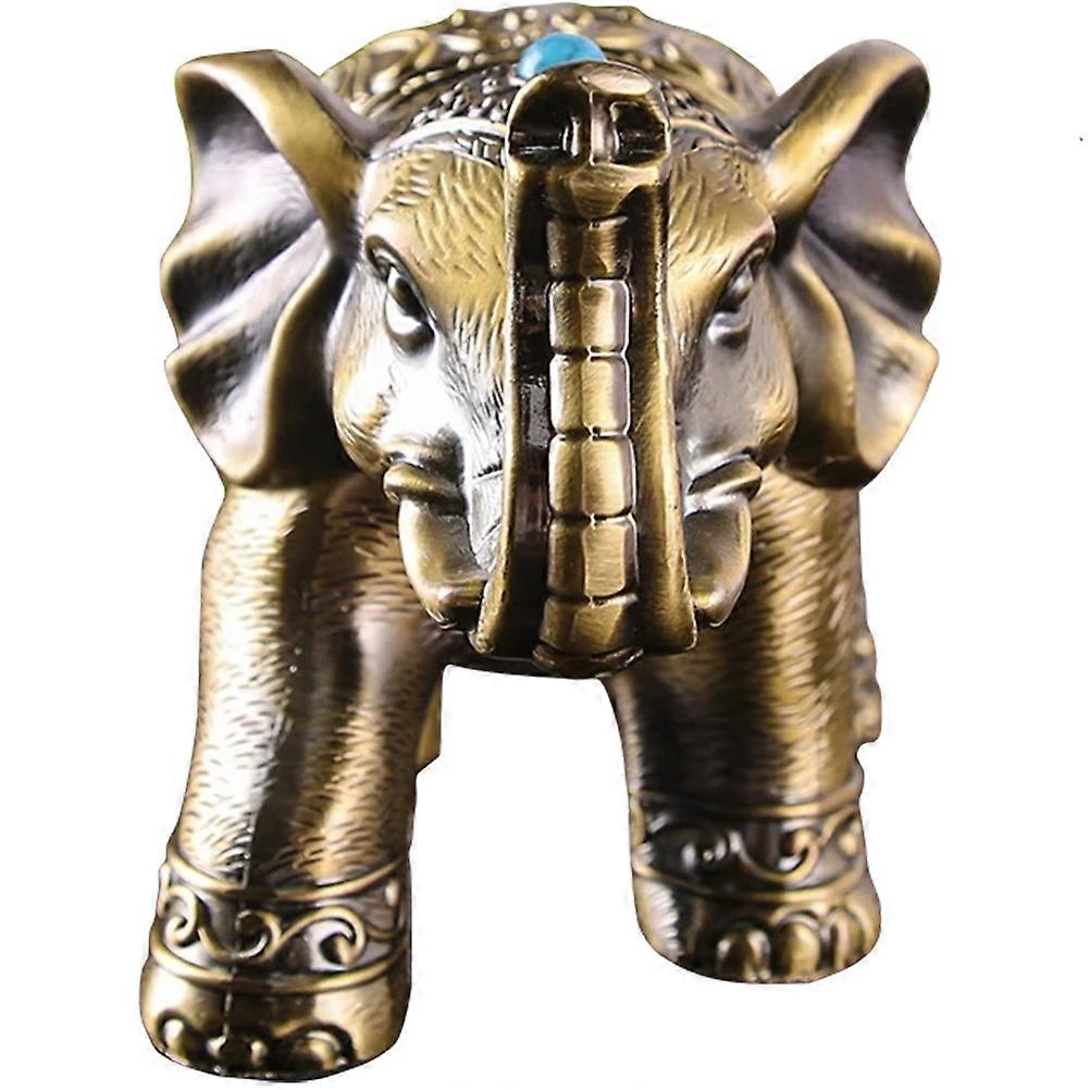 Golden Alloy Elephant Ashtray for Storage Use with Stable Bottom and Stylish Design 1 Piece