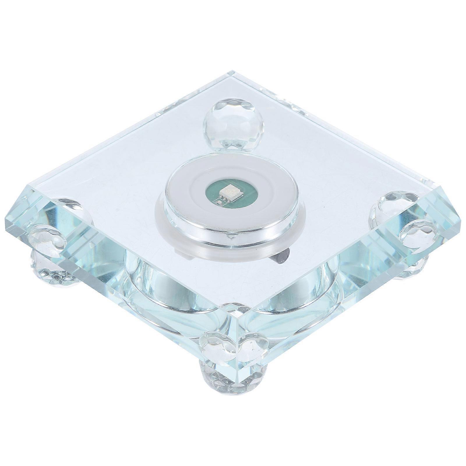 Crystal Display Base Led Lighting Home Decoration 10X10X3.5CM Transparent K5 Crystal Glass 4 LED Lights 1Pcs