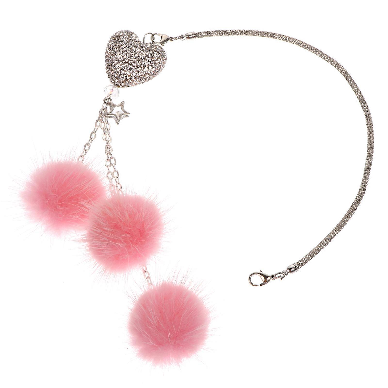 Pink Rhinestone Ball Car Pendant Synthetic Material Decorative Hanging Ornament for Auto 1pc