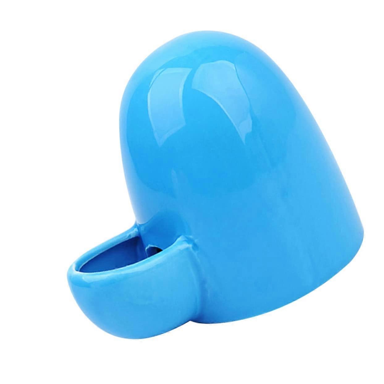 Automatic ceramic water dispenser and food dispenser for small pets, suitable for hamsters, rabbits, and cats. Selffilling accessory in blue.