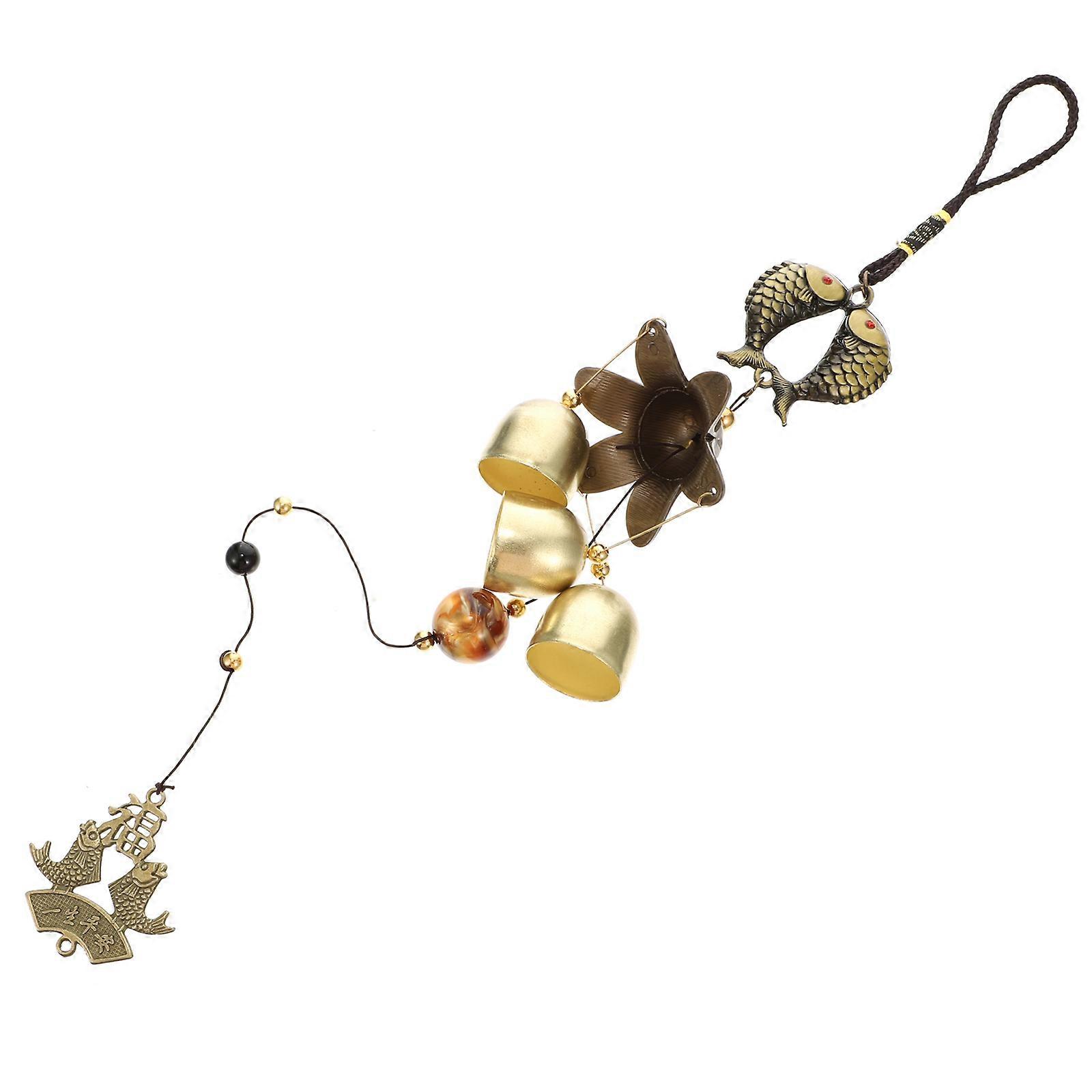 Rustic Design Wind Chime Cylindrical Hanging Accessory For Home Decor Coffee 6X6X47CM 1Pack