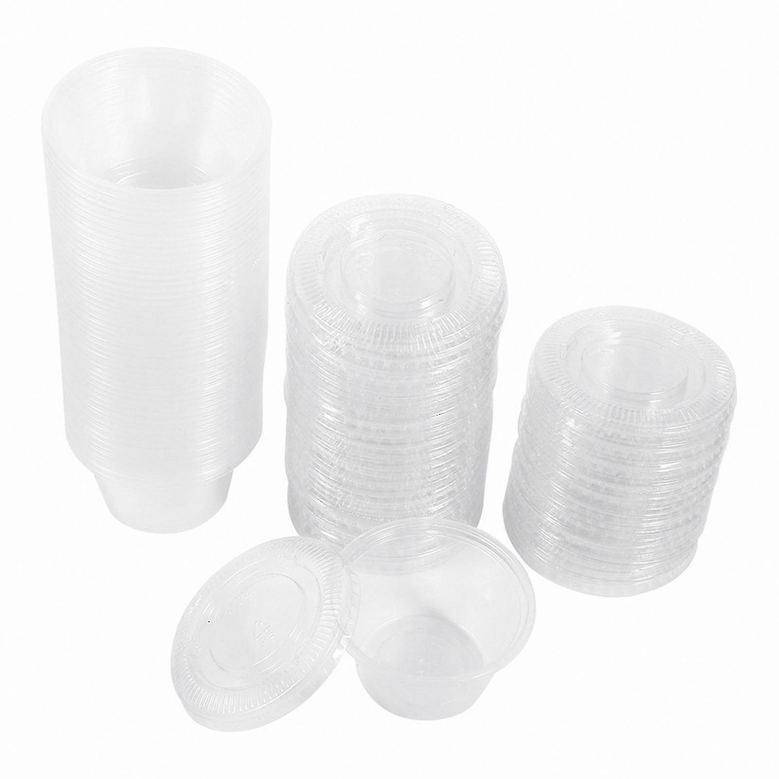 2oz Clear Plastic Sauce Cups with Lids, 50 Count, Disposable Food Containers for Takeaway