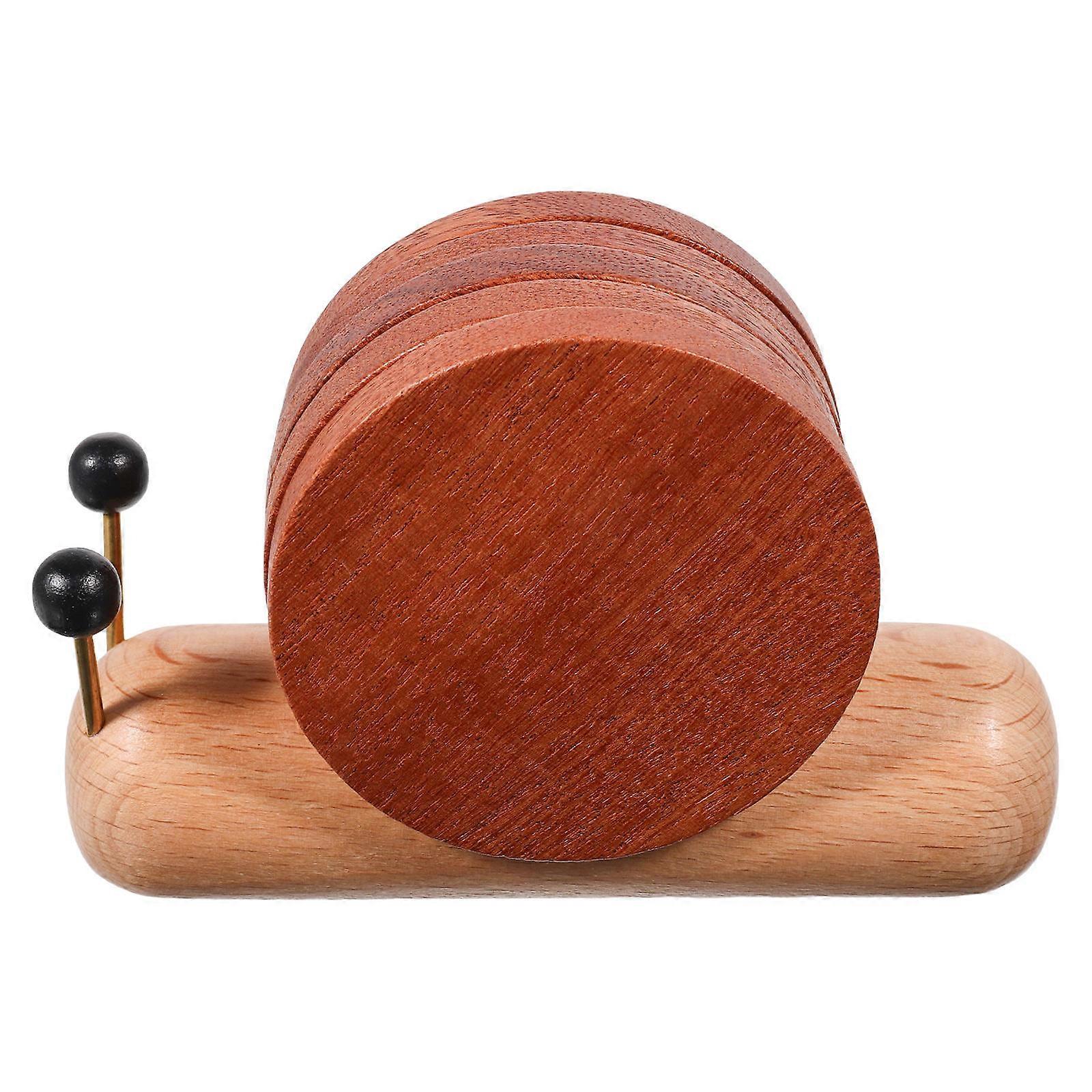 Wooden Coaster Set with Charming Snail Design for Table Protection Light Brown Color Safe Material