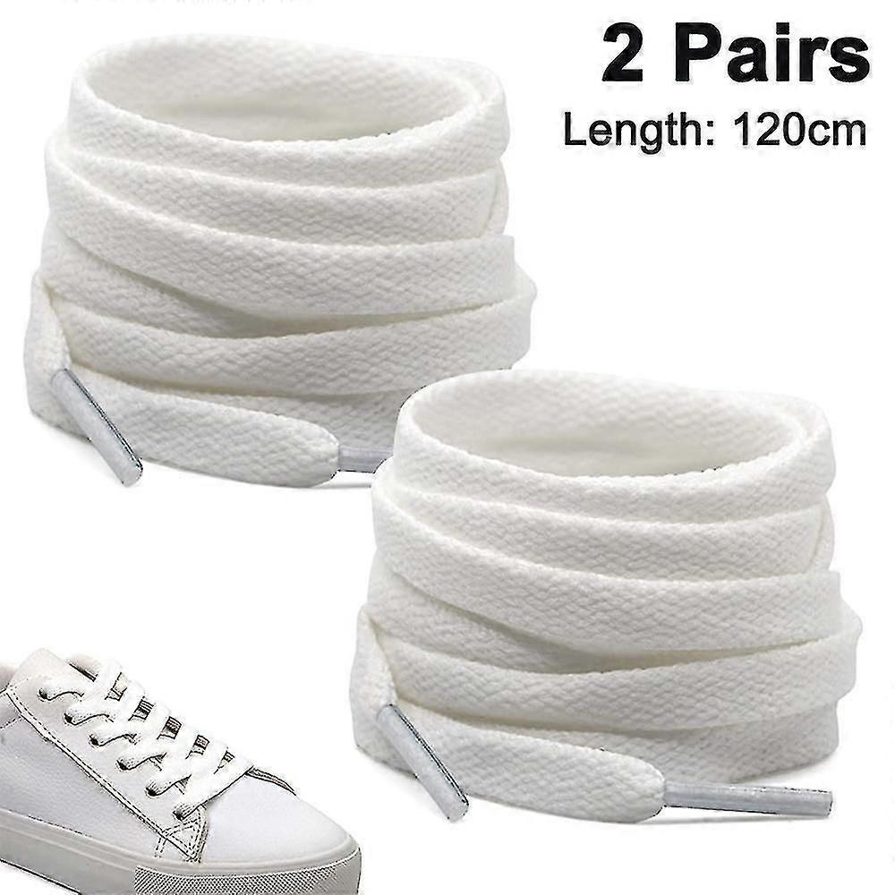 120cm White Flat Shoelaces 2 Pairs