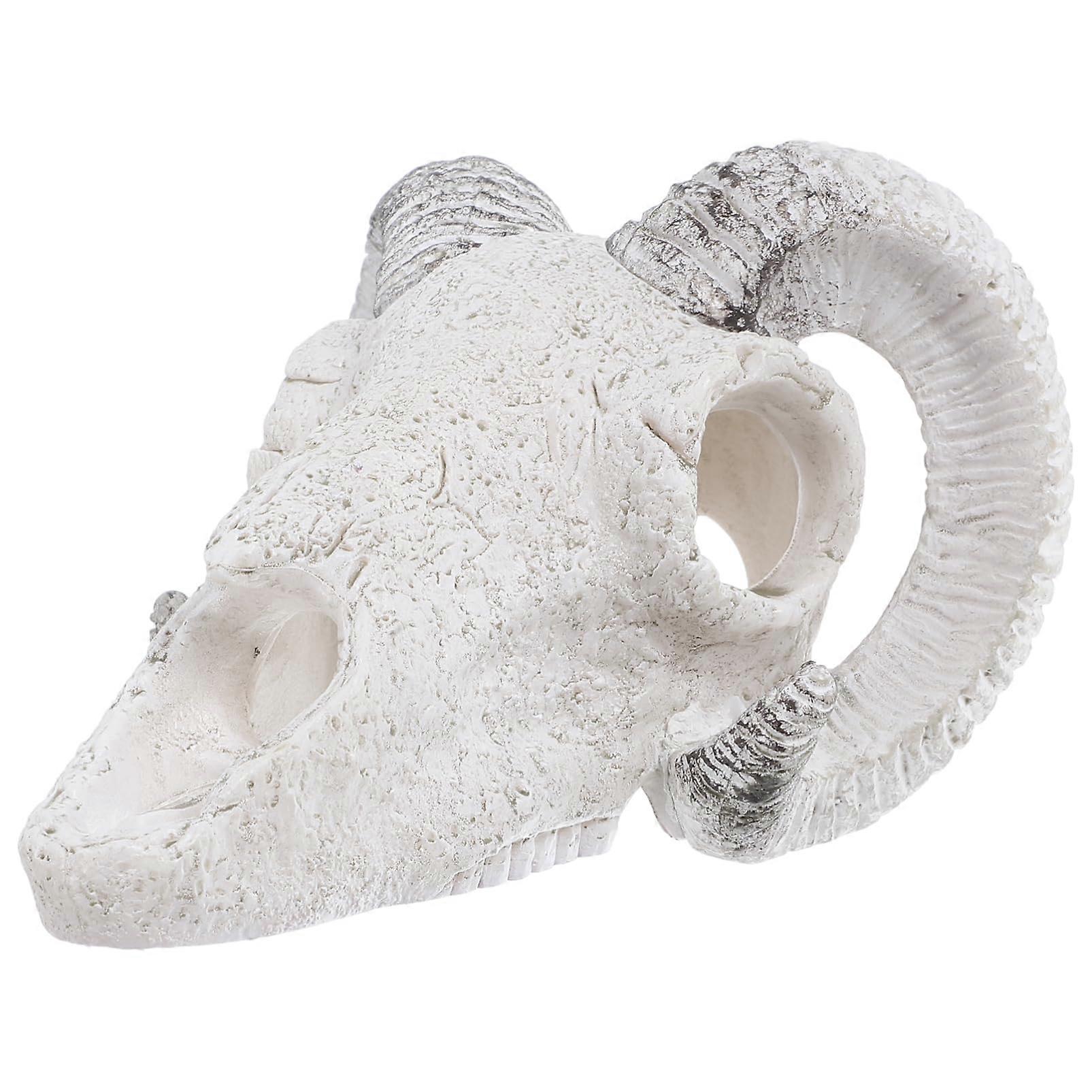 Artificial Skull Statue Betta Fish Hideout and Reptile Habitat Rustic Aquarium Decor Detailed Craftsmanship
