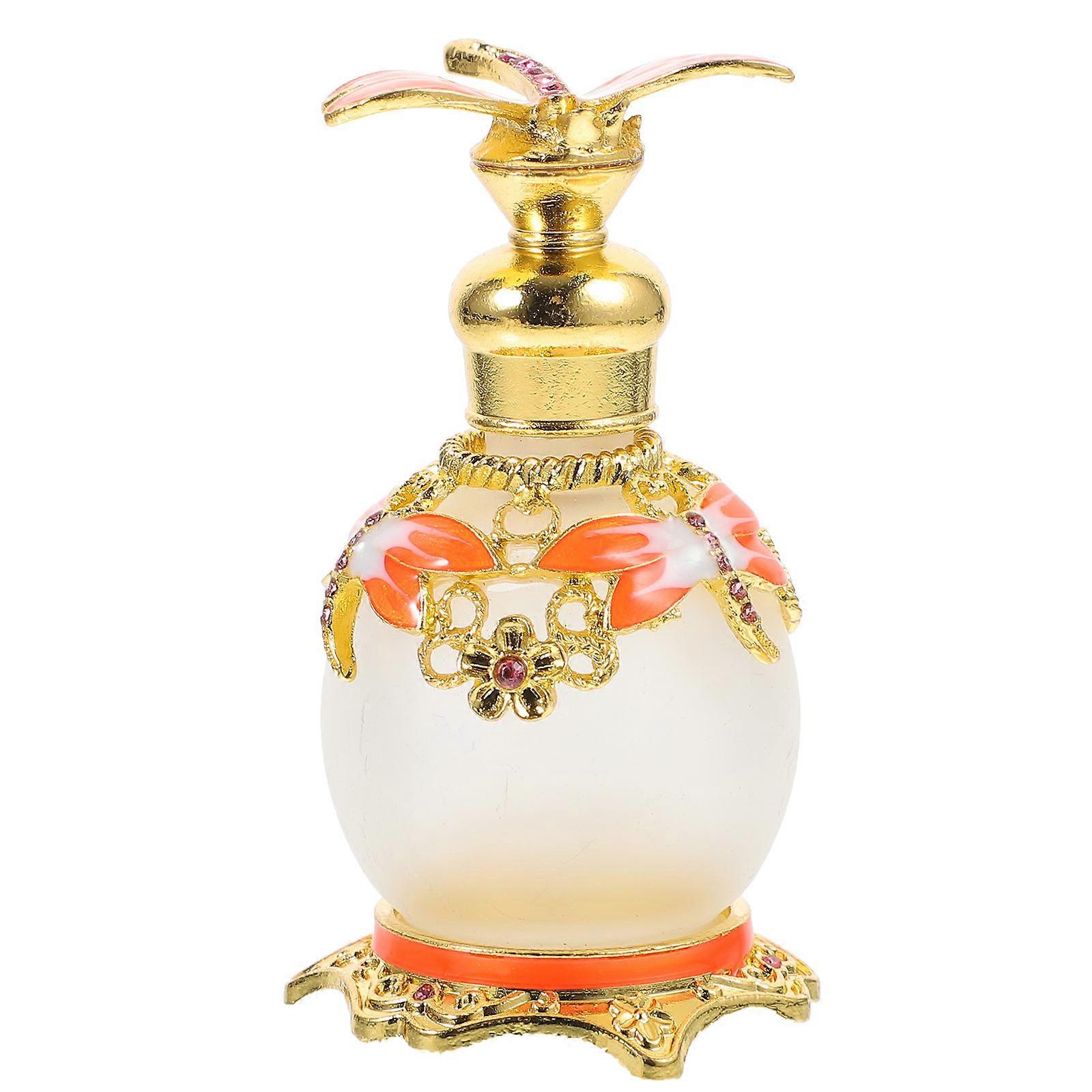Dragonfly Lid Storage Container For Adults Orange Glass Perfume Bottle 15 Ml Leakproof 1Pcs