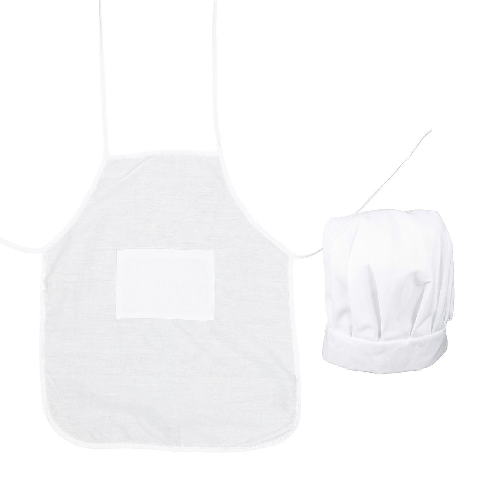 Children'S Chef Costume Apron And Hat For Creative Cooking Experiences In A Stylish White Design 1 Set