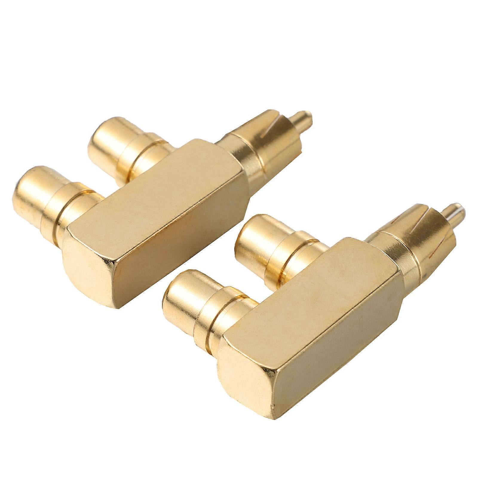 Aux Splitter 2Pcs Right Angle Adapter For Home Theater Users 4.5X2.3Cm Golden Fine Workmanship Signal Conversion