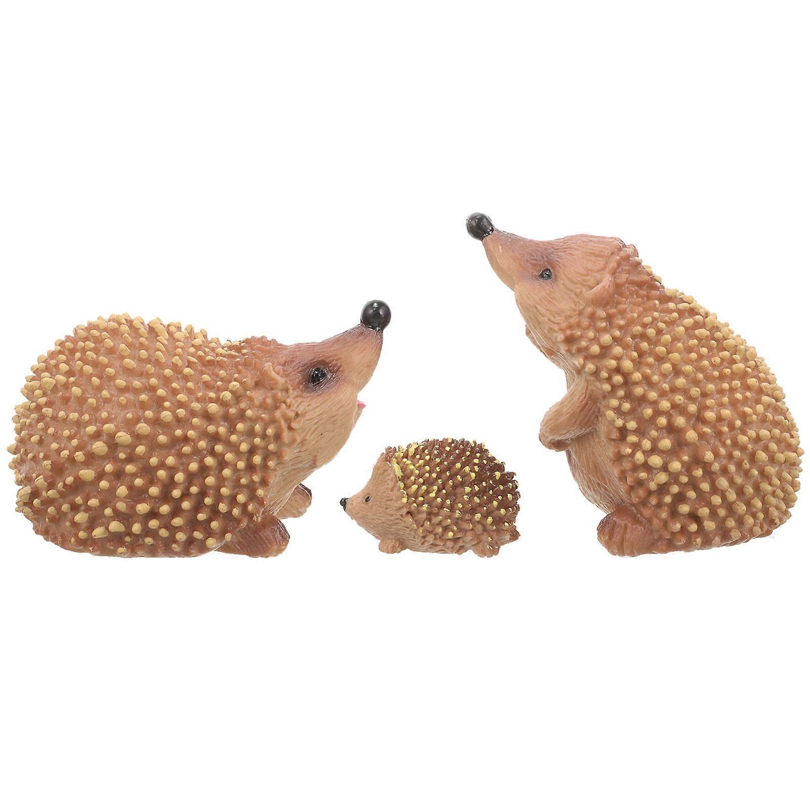 3pcs Realistic Hedgehog Figurines Set Educational Animal Models for Home, Garden, Nursery & Desktop Decoration