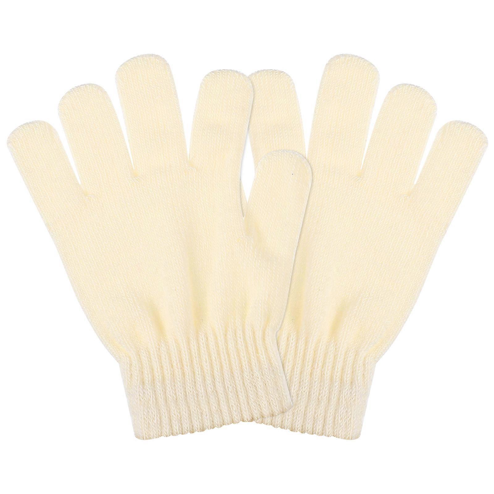 Hela fingrar handskar Ett par varma stickade beige handskar för pojkar flickor inomhus utomhus vinteraktiviteter 1-3 år gammal
