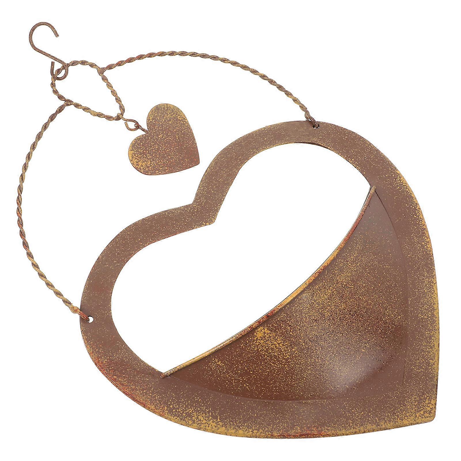 Brown Metal Hanging Planter for Window Garden Storage Use Heart Shaped Elegant Design Fits Most