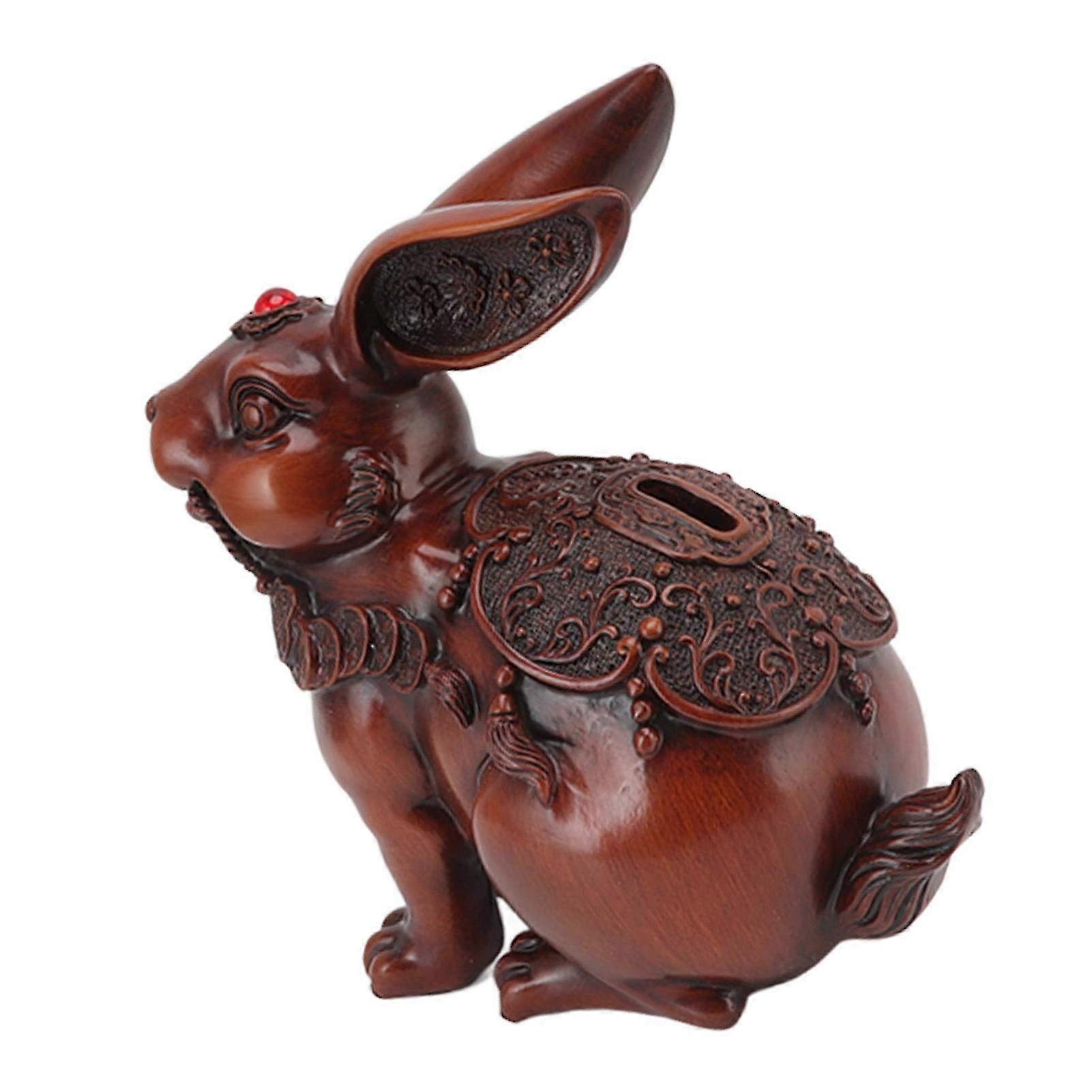 Cute Rabbit Figurine Piggy Bank Money Saving Pot - Resin Decoration for Bedroom & Tabletop Display, Great Gift Idea