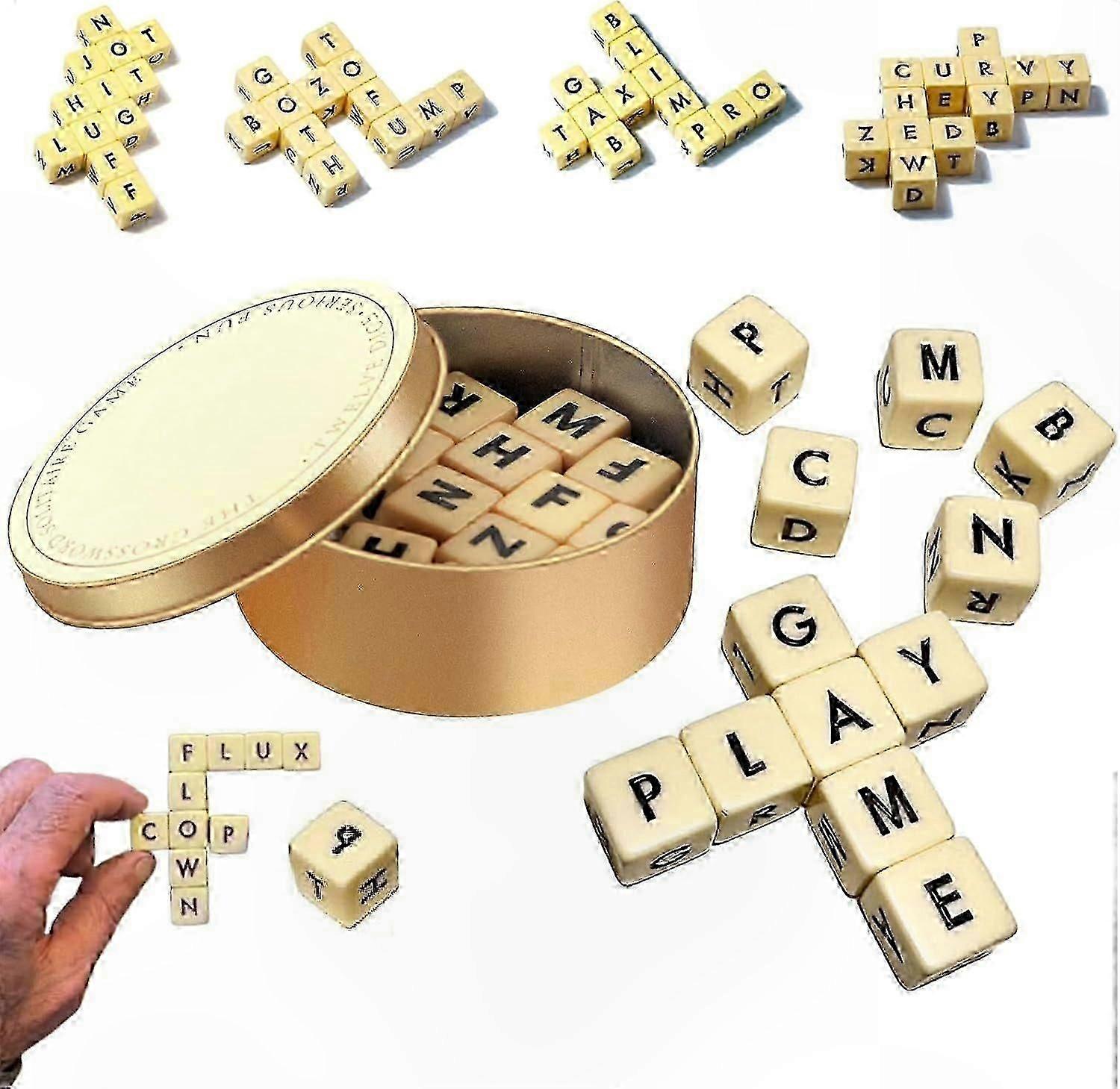 Wooden Letter Dice Set for Word Games, 12 Dice for Crossword and Solitaire Fun