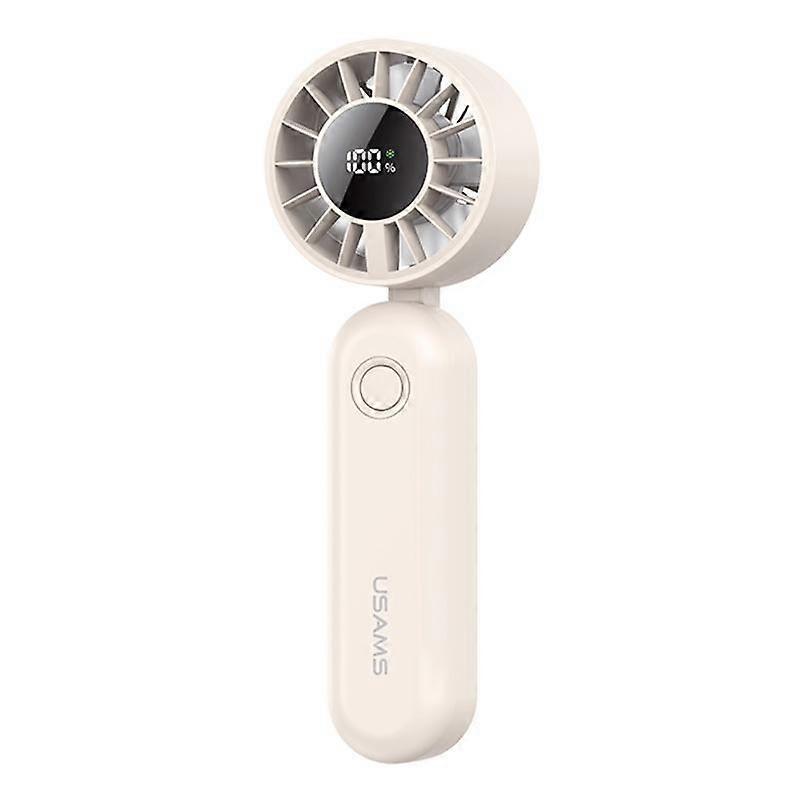 Digital Display Folding Handheld Mini Fan ZB352 (Beige)