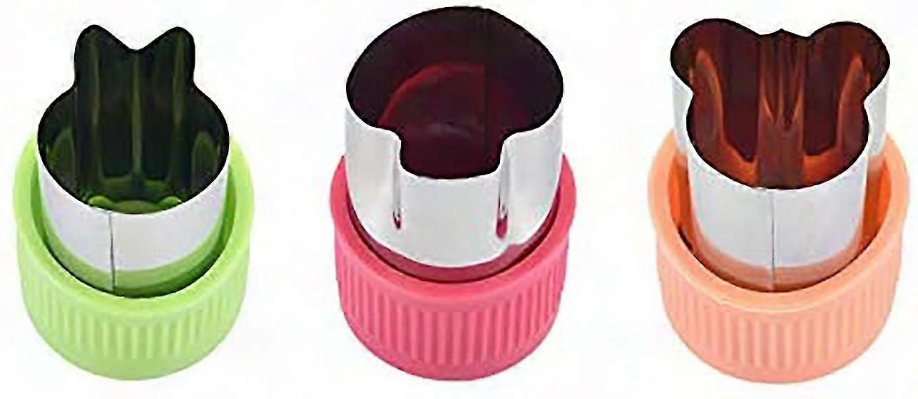 Cute Vegetable Cutters 3Pcs Set with Plastic Handle - Stainless Steel Kitchen Tools for Cooking