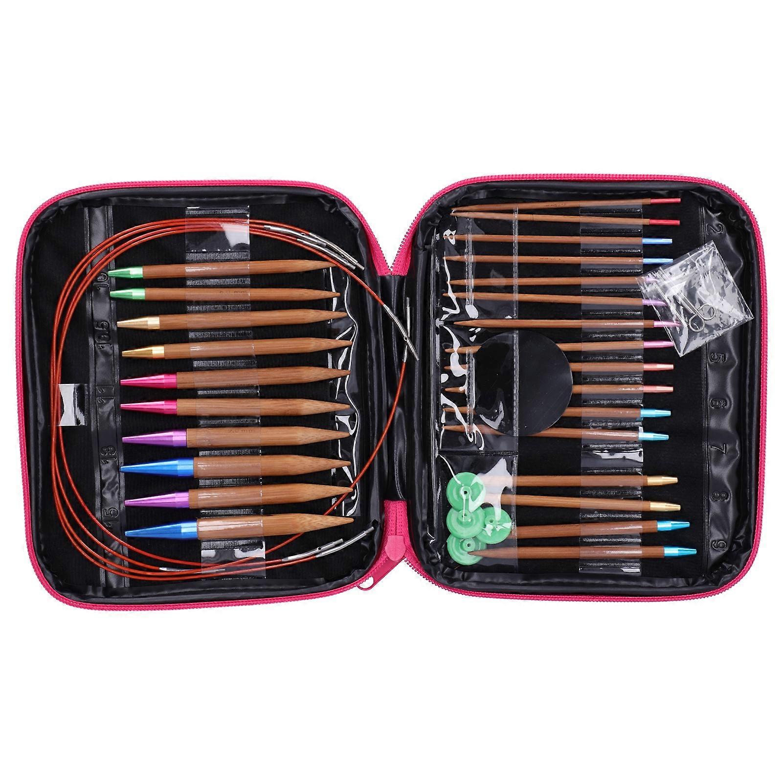 Bamboo Needle Carbonized Removable Circular Double Pointed Needle Sweater Knitting Tool