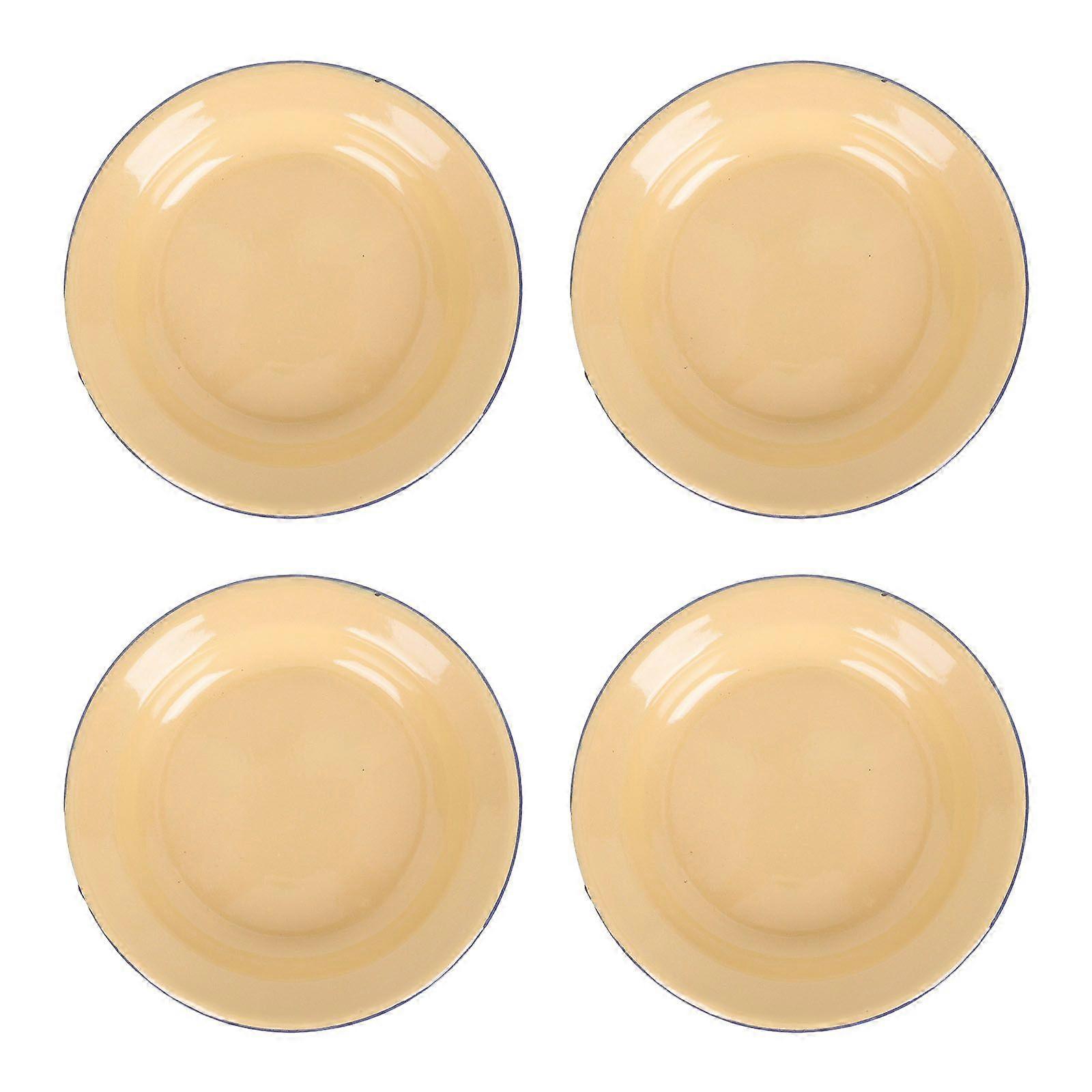 4Pcs Emaille Obst Flacher Teller Gebäck Unterhaltung Tablett Haushalt Emailleware