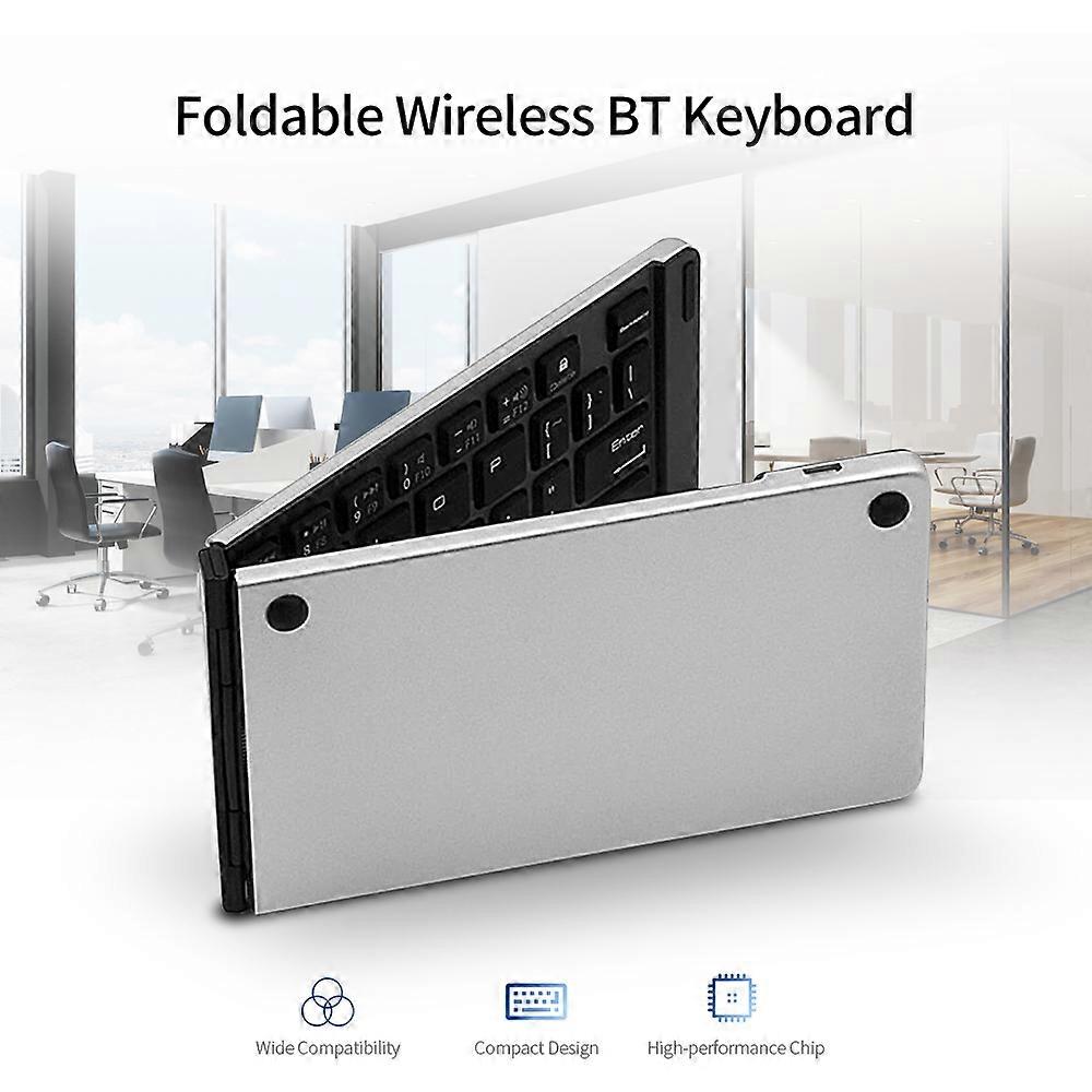 Wireless BT Keyboard Foldable Wireless Keyboard Portable Ultra Slim BT Keyboard for Windows/Android/iOS Gold