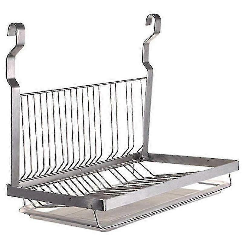 Foldable Dish Drying Rack with Drip Tray, Hanging Dish Drainer & Plate Storage Rack for Kitchen