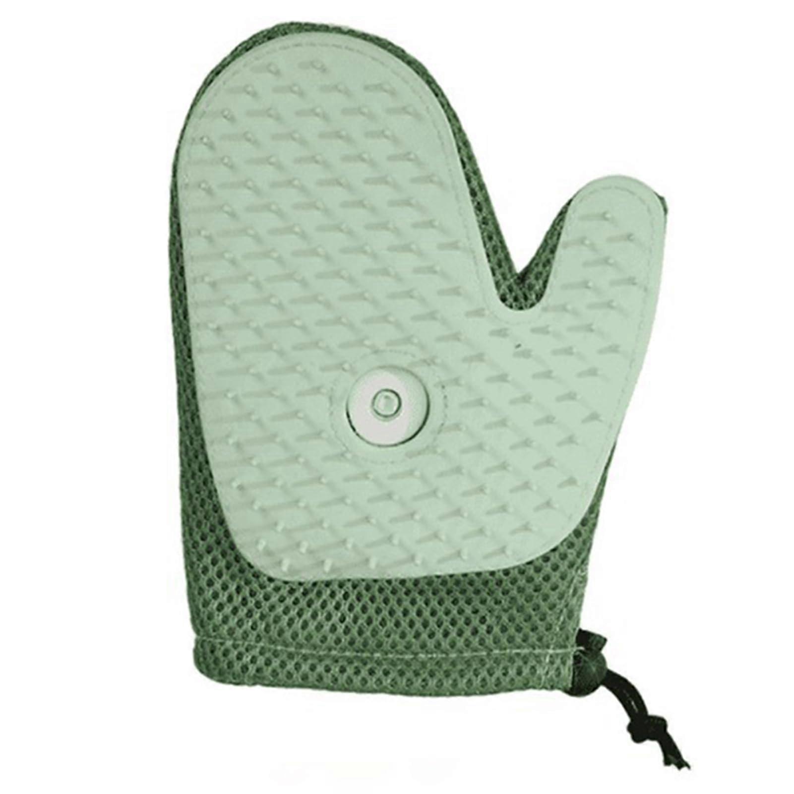 Pet Grooming Glove with Spray - 2 in 1 Cat and Dog Brush, Green Silicone Glove for Shedding and Cleaning