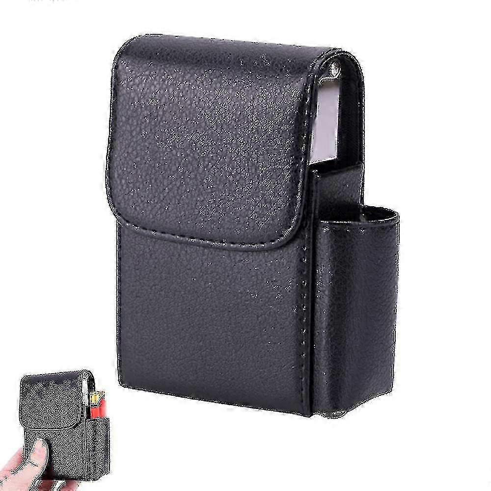 Pu Leather Cigarette Case with Stainless Steel Bracket, Compact Cigarette Storage Box