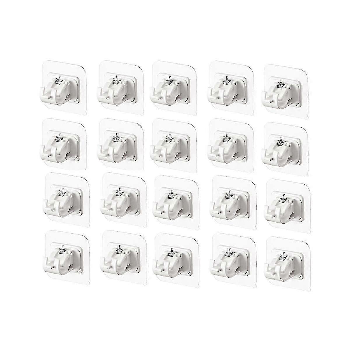 20pcs Self Adhesive Curtain Bracket Holder Rod Hooks Wall Curtain Hanging Fixed Clip Adjustable Sto