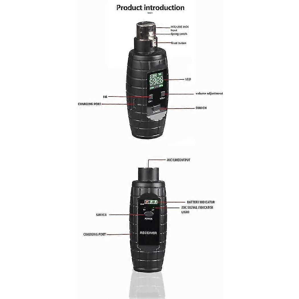 Uhf Wireless Xlr Transmitter Receiver Kit Rechargeable Mic Adapter ...