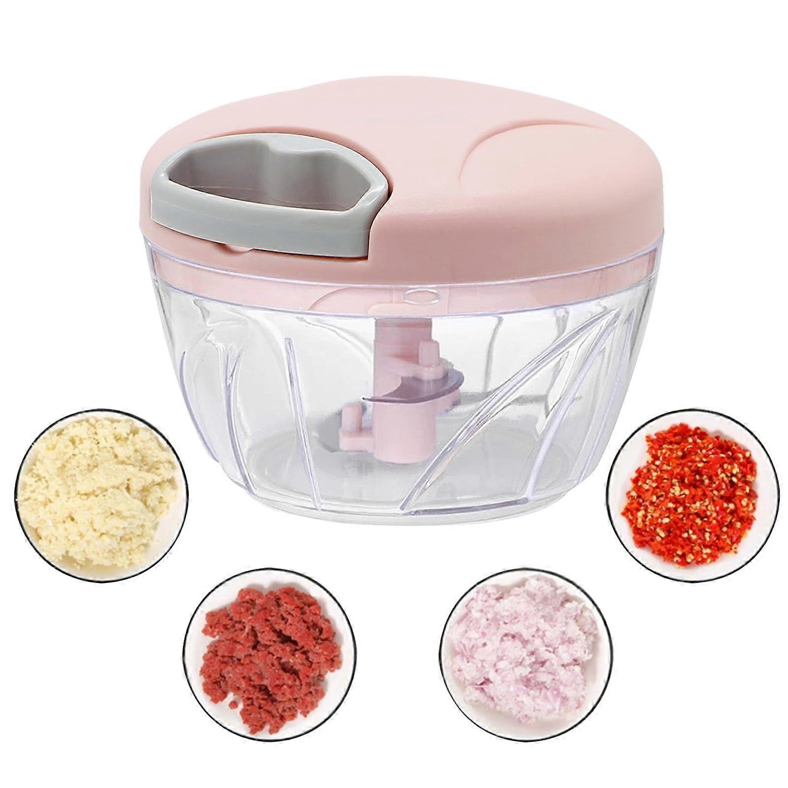 Mini Manual Vegetables Chopper Pull String Food Processor, MultiFunctional Chopper, Garlic Onions, Pink